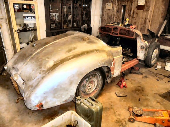 Jowett Jupiter under restoration in Belgium April 2019